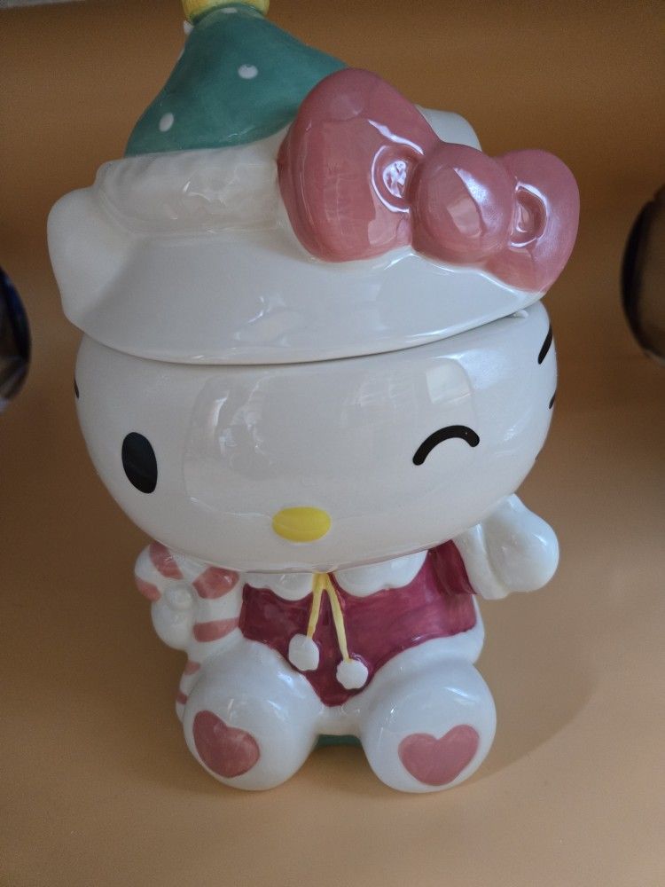 Hello Kitty Candy Cane Cookie Jar