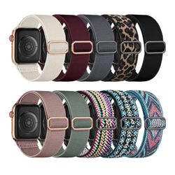 10 Pack Stretchy Solo Loop Compatible with Apple Watch Band 38mm 40mm 41mm 42mm 44mm 45mm 49mm 46mm