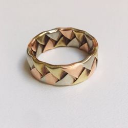 14K Gold Tri-color Braided Ring
