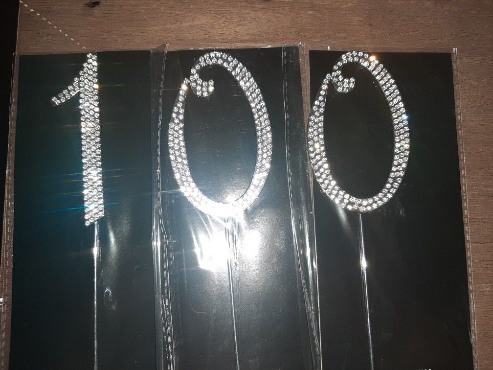 100th Birthday Cake Topper With Rhinestones