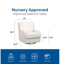 Nursery Recliner Chair - Baby Relax Rylan 4‑in‑1 Swivel Glider Rocker Recliner Chair