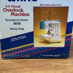 White Speedylock Model 1600 Serger Sewing Machine 3/4 Thread Heavy Duty