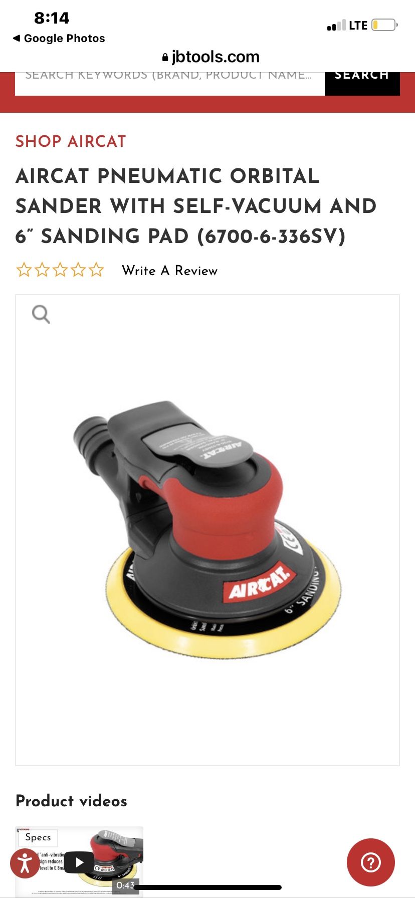 Aircat Husky Orbital Palm Sander