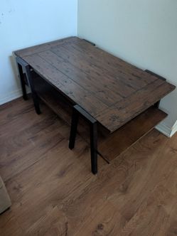 Rustic Wood and Metal Coffee Table Japandi