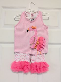 Mud Pie White and Pink Polka Dot Garment Flamenco Girls Size 3T