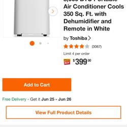 Toshiba 8,000 BTU Portable Air Conditioner