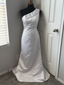 Wedding dress | satin one shoulder dress with bustle