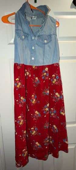 Vintage 90s Ivy Collectibles Denim Floral Maxi Dress - Petite Small Made in USA