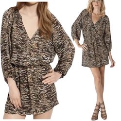 Joie silk wrap short dress elastic waist Size Small