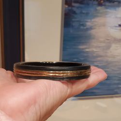 Alexis Bittar Satin Lucite Gold Hinged Bracelet Size S/M