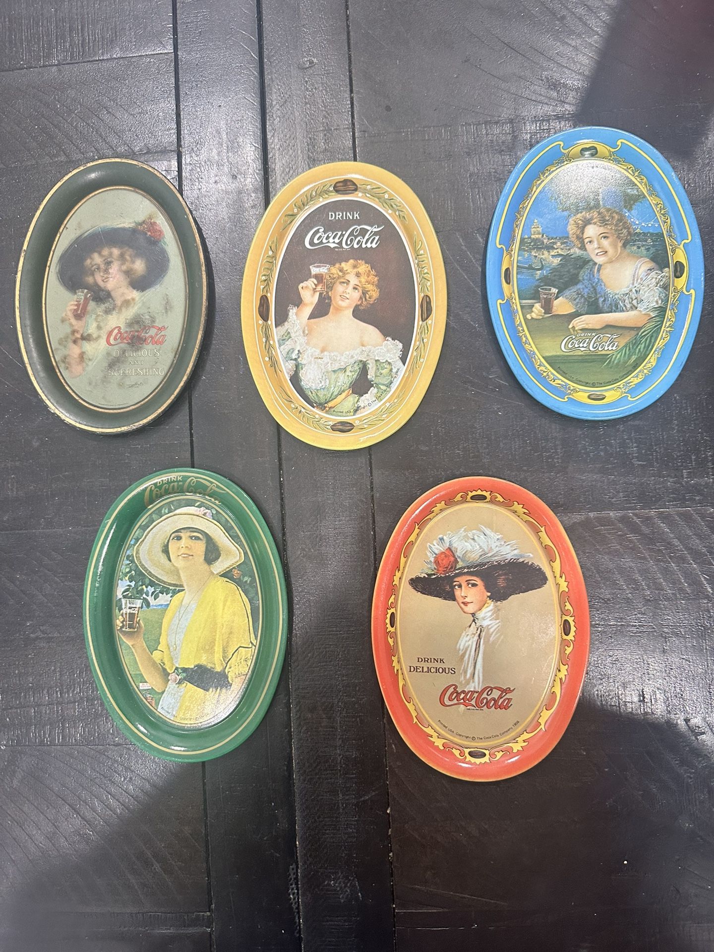 Vintage Drink Coca Cola Tin Metal Coaster 1983  Set of. 5! 