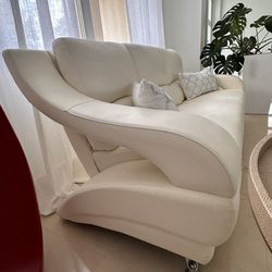 Modern Italian Leather White Couch
