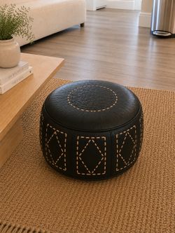 Genuine Moroccan Leather Pouf Ottoman