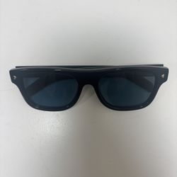 PRADA PR B12S Pillow Shaped Sunglasses In Black Acetate With Dark Grey Lenses
