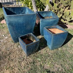 Large Square Green Ceramic Pots(L.$95,M.$55,S.$35,XS $20)