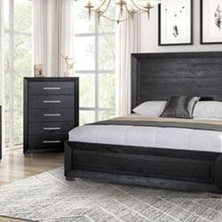 Brand New Black 4pc Queen Bedroom Set (Available In California & Eastern King)