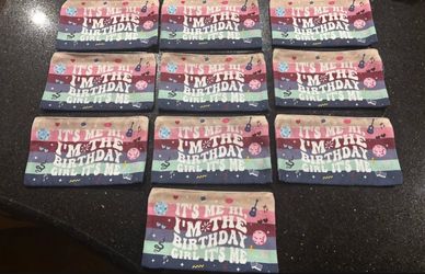 New set of 10 Hi It’s Me I’m The Birthday Girl It’s Me Zippered  Pouches