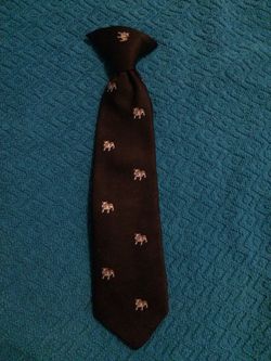 Boys bull dog tie clip on brown tan white