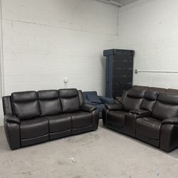 Dark Brown Power Reclining Couch Sofa