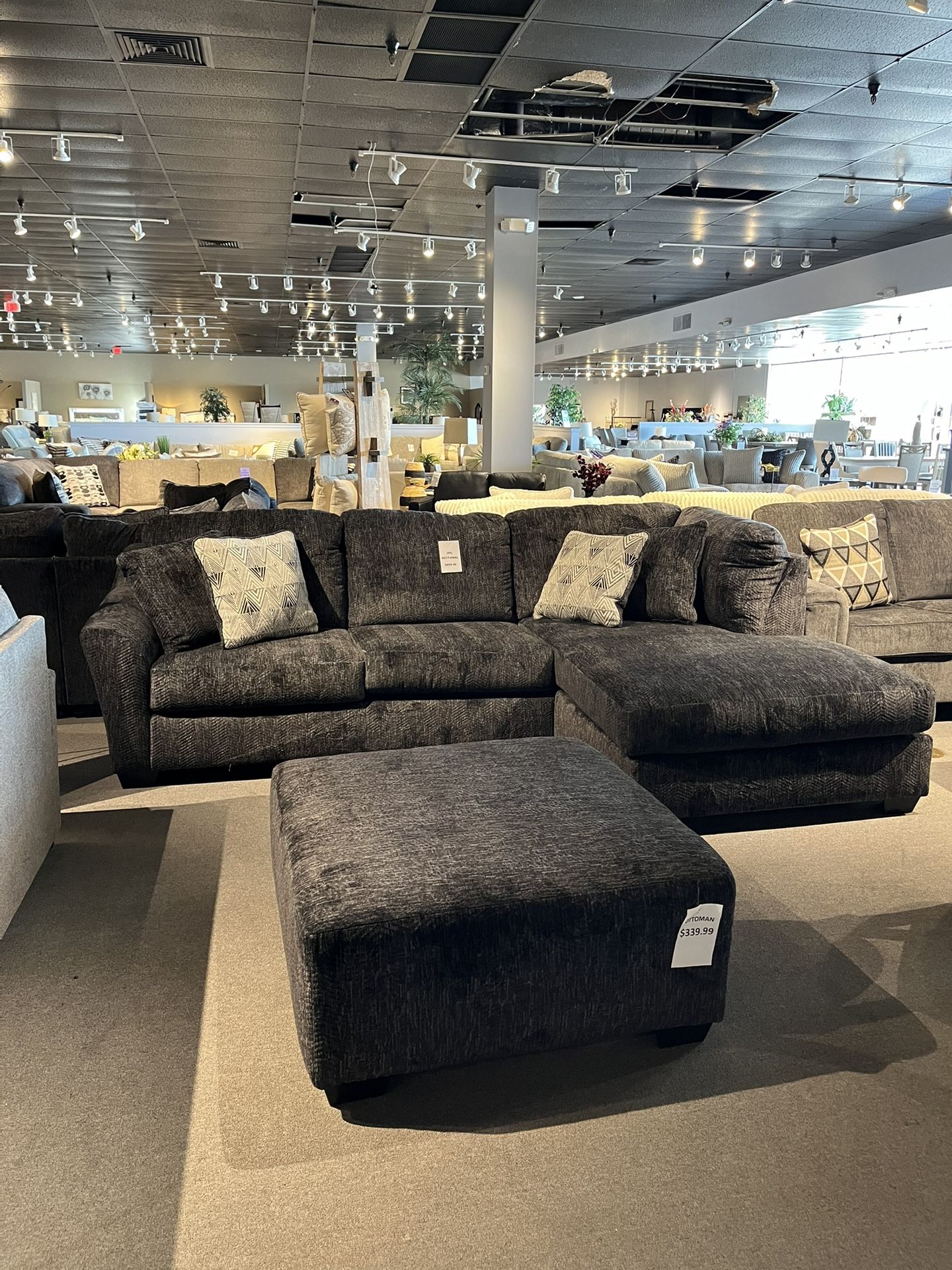 Grey 2pc Chaise Sectional Couch