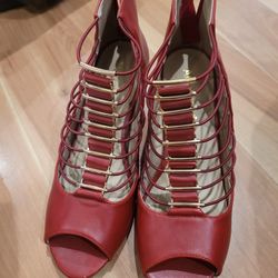 Women Red Gladiator Heels