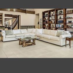 Off-white leather sectional