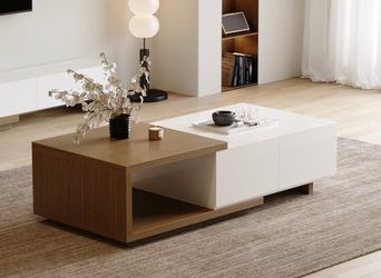 47"-69" Quoint Walnut Extendable Coffee Table With 2 Drawers