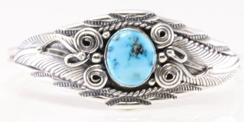 Signed Navajo Sterling Silver Bracelet Cuff