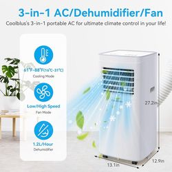 Coolblus 3-in-1  AC/Dehumidifier/Fan 10,000 BTU’s