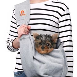 Tomkas Small Dog Sling Carrier - Zipper Pocket & Adjustable Strap - for 3-10 lbs Pets(Grey) NWT