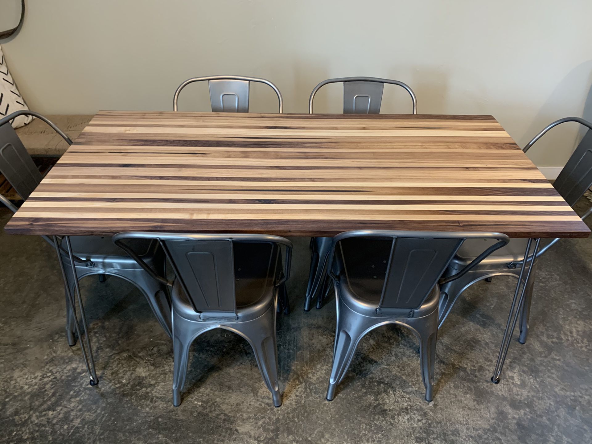 Butcher block style dining table