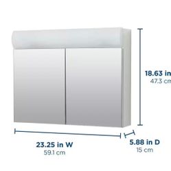 Zenna Home 23.25 W x 18.63 H Lighted Frameless White Surface-Mount Medicine Cabinet with mirror