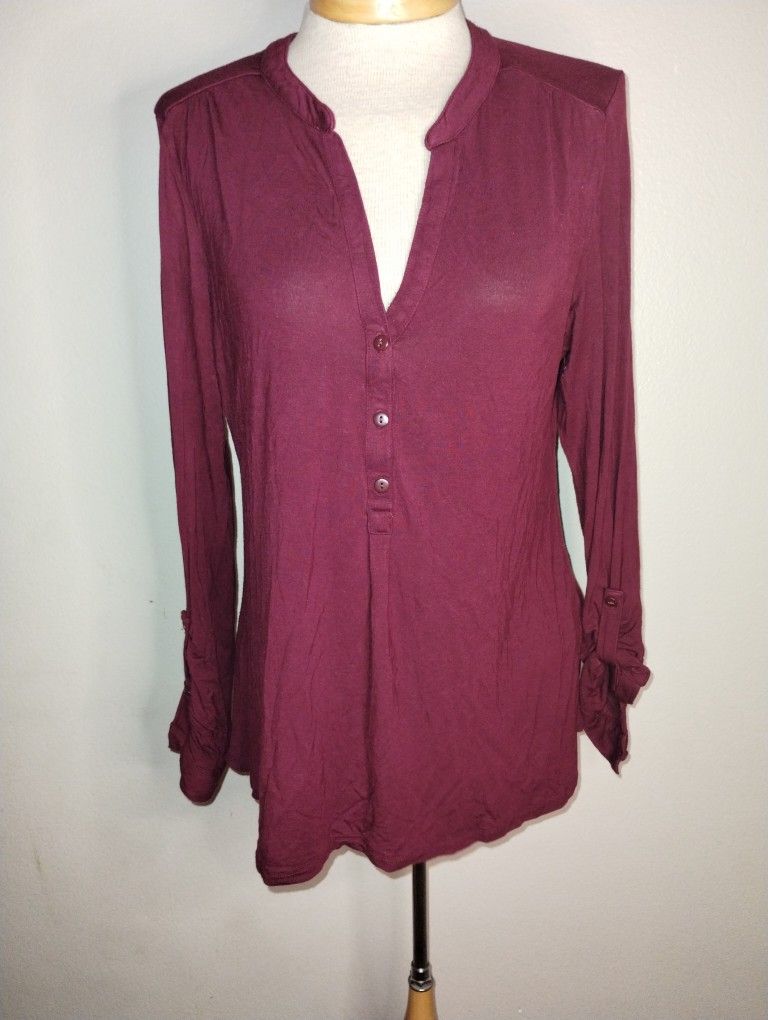Canyon River Blues Women's Maroon 3/4 Sleeve Blouse Size Large