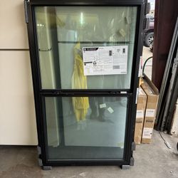 Ply Gem 35.25 in. x 59.25 in. 4800 Series Black Thermally Broken Aluminum Single Hung Window with HP2+SC Glass, Screen Included