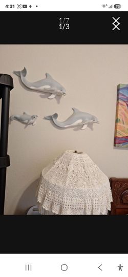 Dolphins Vintage ceramic wall mount
