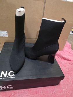 INC International Concepts Women’s Black Pointed Sock Booties size 6.5