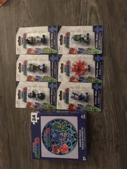 PJ MASKS Mini Figures Set of 6 Romeo Owlette Luna Girl Catboy Gekko Night Ninja And Puzzle