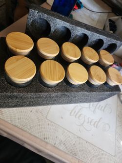 10 mini glass jar 4.5 inch height wood lid