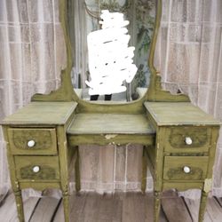 Antique Vintage Wooden Vanity With Bed Frames Only 