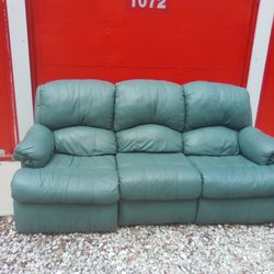 Real leather Turquoise reclining sofa couch
