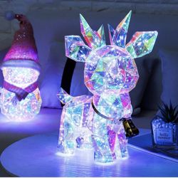 Prismatic Iridescent Spooky Deer, Halloween ceer Decor, Prismatic Deer LED Lights, LED Iridescent Deer Night Light,Deer Halloween Decorations,Deer Chr