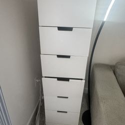 Title: Tall White 6-Drawer Storage Tower / Narrow Dresser