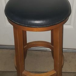 Bar/Counter Leather/Wood Stool
