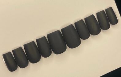Short square black press on nails matte full cover nails