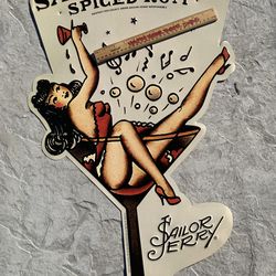 🔥 Rare Parge Sailor Jerry Rum Martini Girl Metal Beer Bar Mancave