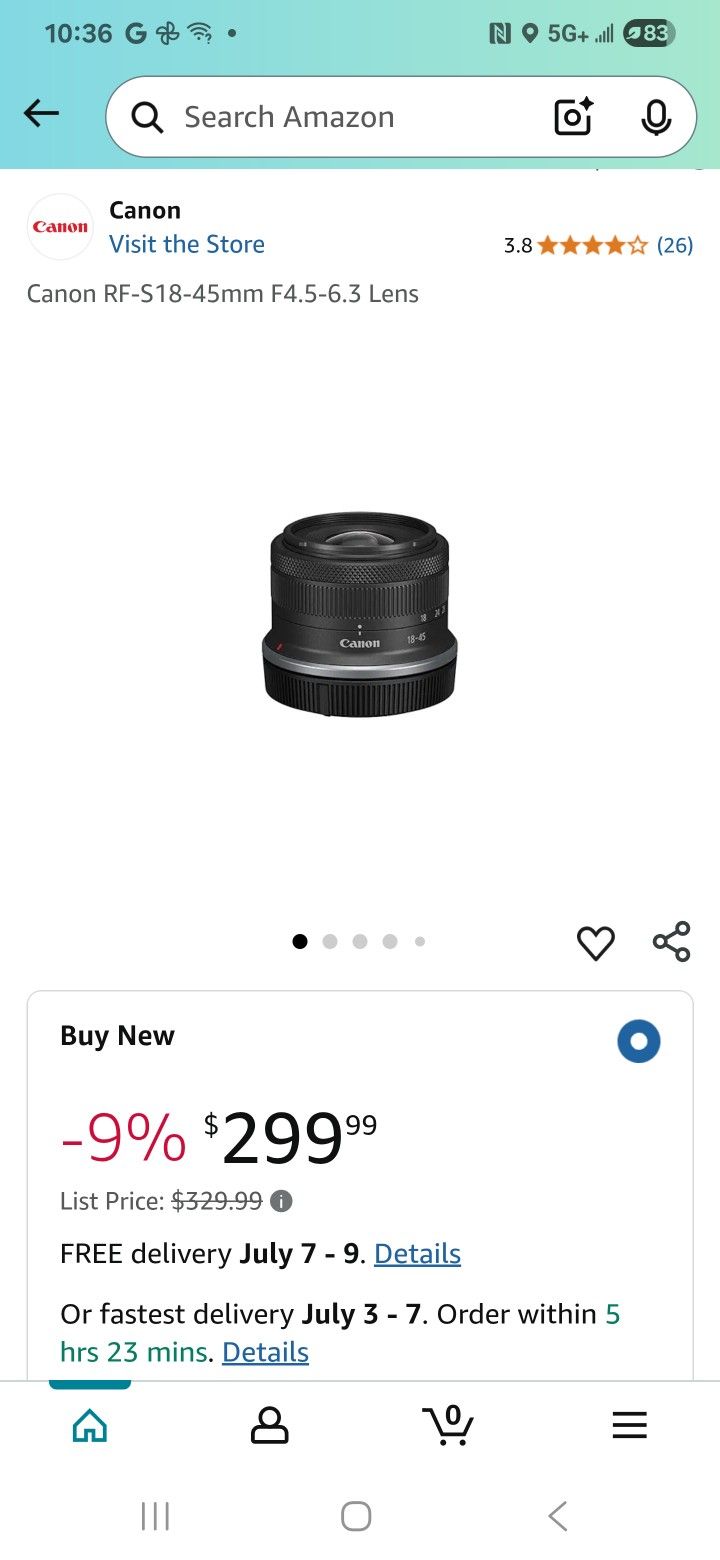 Canon Rf 18-45mm 4.5-6.3 Is Stm Lense