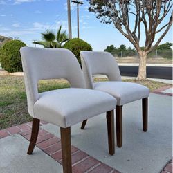 Wooden Linen Dining Chairs Set of 2, Modern Fabric Upholstered, Dining Room Chairs,  Kitchen Chairs