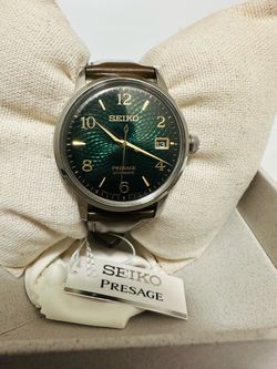 Seiko Presage SRPE45 Automatic Green Dial Date Brown Leather Strap w/ Box