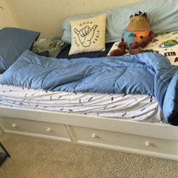 Twin Bed Frame with 2 Large Drawers – No Mattress