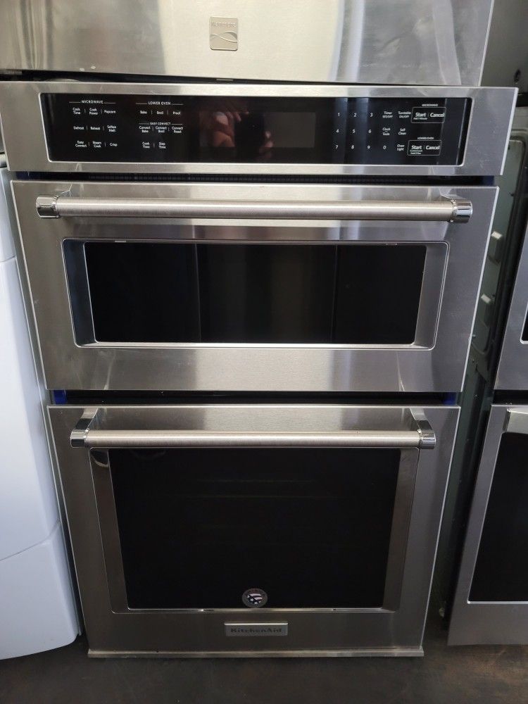 Built-in KitchenAid 27" Wide Stainless Steel Microwave Oven Combo